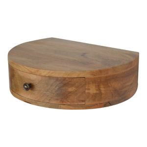 HomeRoots 16" Brown Solid Wood Round Floating Nightstand – Modern Wall-Mounted Design with Storage Drawer 653813