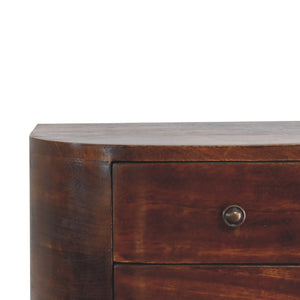 HomeRoots 18" Brown Solid Wood Round Nightstand - Stylish Floating Design with 2 Drawers for Small Spaces 653814