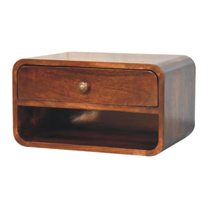 HomeRoots 18" Brown Solid Wood Floating Nightstand with Drawer - Modern Space-Saving Design for Any Room 653815