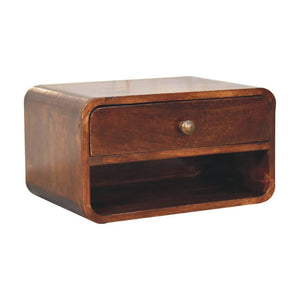 HomeRoots 18" Brown Solid Wood Floating Nightstand with Drawer - Modern Space-Saving Design for Any Room 653815