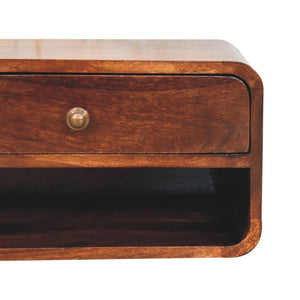 HomeRoots 18" Brown Solid Wood Floating Nightstand with Drawer - Modern Space-Saving Design for Any Room 653815