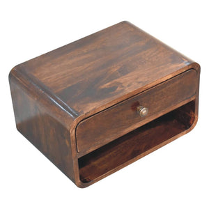 HomeRoots 18" Brown Solid Wood Floating Nightstand with Drawer - Modern Space-Saving Design for Any Room 653815