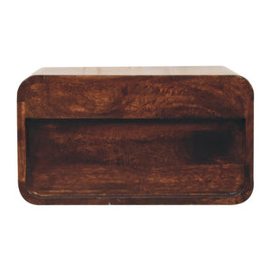 HomeRoots 18" Brown Solid Wood Floating Nightstand with Drawer - Modern Space-Saving Design for Any Room 653815