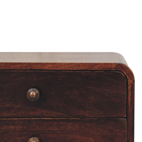 HomeRoots 18" Brown Solid Wood Floating Nightstand with Two Drawers - Modern Design for Small Spaces & Storage 653816