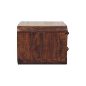 HomeRoots 18" Brown Solid Wood Floating Nightstand with Two Drawers - Modern Design for Small Spaces & Storage 653816