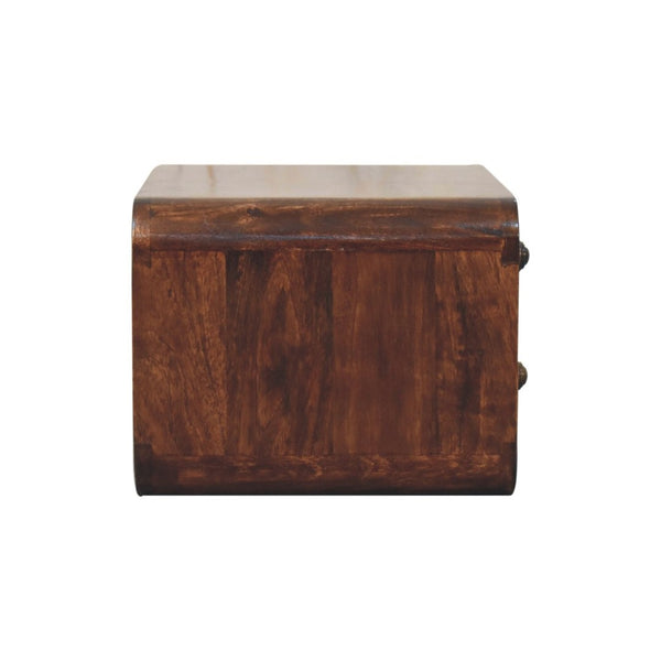 HomeRoots 18" Brown Solid Wood Floating Nightstand with Two Drawers - Modern Design for Small Spaces & Storage 653816