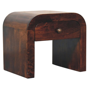 HomeRoots 16" Walnut Solid Wood Nightstand - Elegant One-Drawer Accent Table with Sculptural Design & Storage 653817