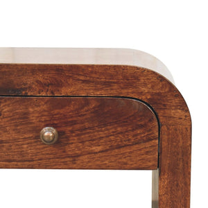 HomeRoots 16" Walnut Solid Wood Nightstand - Elegant One-Drawer Accent Table with Sculptural Design & Storage 653817