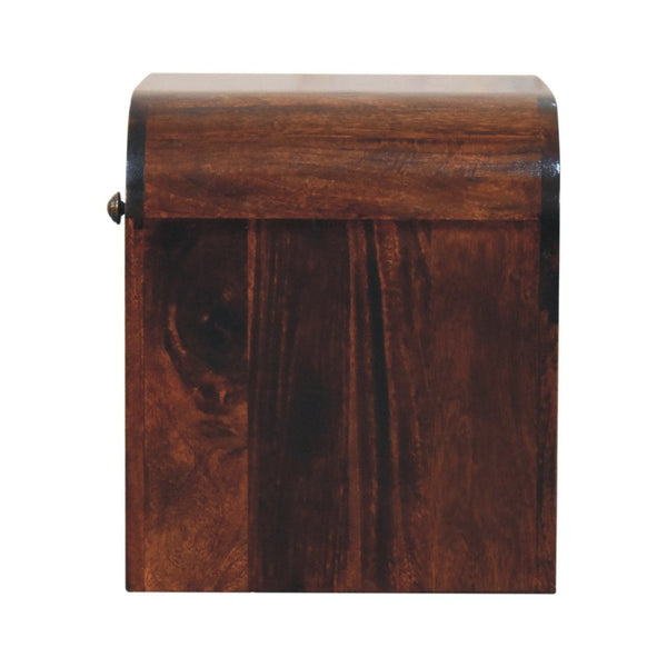 HomeRoots 16" Walnut Solid Wood Nightstand - Elegant One-Drawer Accent Table with Sculptural Design & Storage 653817