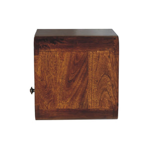 HomeRoots 12" Elegant Brown Solid Wood Floating Nightstand with Drawer & Shelf for Stylish Bedroom Storage 653818