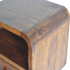 HomeRoots 12" Elegant Brown Solid Wood Floating Nightstand with Drawer & Shelf for Stylish Bedroom Storage 653818