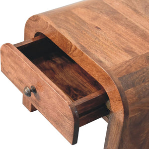 HomeRoots 16" Handcrafted Brown Mango Wood Nightstand with Arched Design - Stylish Storage for Any Room 653819