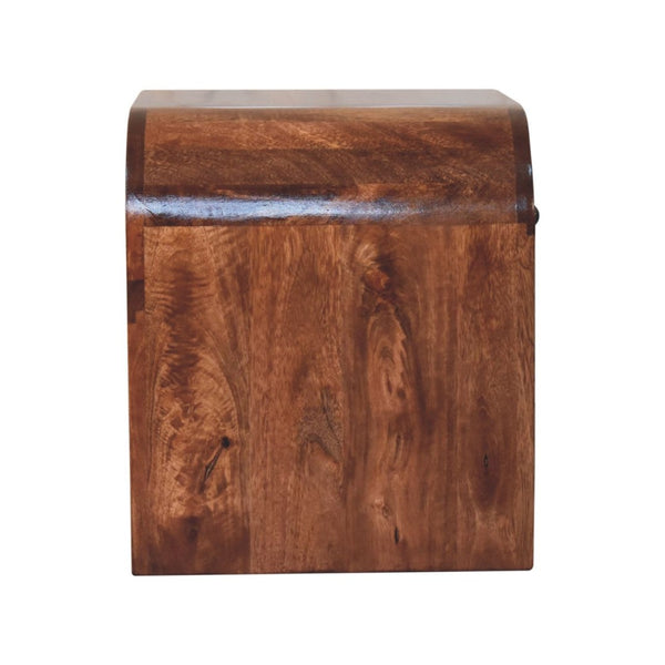 HomeRoots 16" Handcrafted Brown Mango Wood Nightstand with Arched Design - Stylish Storage for Any Room 653819