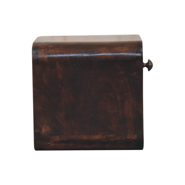 HomeRoots 12" Dark Brown Solid Wood Floating Nightstand - Chic Space-Saving Design with Concealed Storage & Shelf 653820