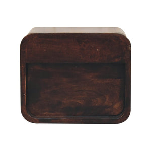 HomeRoots 12" Dark Brown Solid Wood Floating Nightstand - Chic Space-Saving Design with Concealed Storage & Shelf 653820