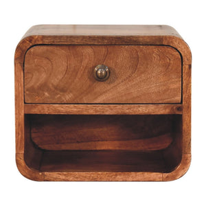 HomeRoots 12" Brown Solid Wood Nightstand - Modern Floating Shelf with Drawer & Open Storage for Any Room 653821