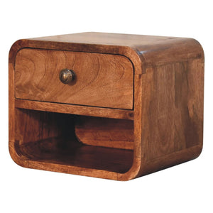 HomeRoots 12" Brown Solid Wood Nightstand - Modern Floating Shelf with Drawer & Open Storage for Any Room 653821