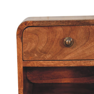 HomeRoots 12" Brown Solid Wood Nightstand - Modern Floating Shelf with Drawer & Open Storage for Any Room 653821