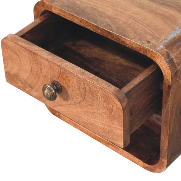 HomeRoots 12" Brown Solid Wood Nightstand - Modern Floating Shelf with Drawer & Open Storage for Any Room 653821