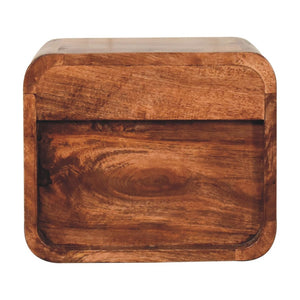 HomeRoots 12" Brown Solid Wood Nightstand - Modern Floating Shelf with Drawer & Open Storage for Any Room 653821