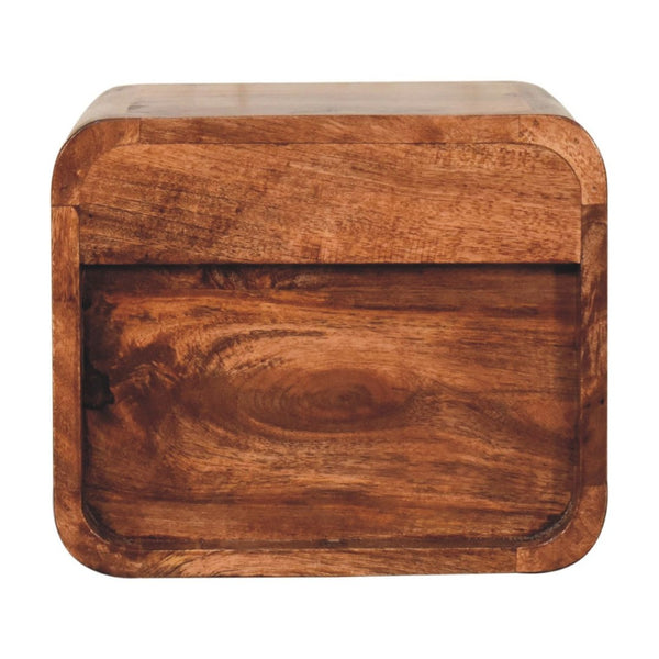 HomeRoots 12" Brown Solid Wood Nightstand - Modern Floating Shelf with Drawer & Open Storage for Any Room 653821