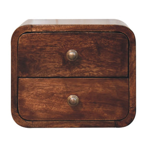 HomeRoots 12" Stylish Walnut Floating Nightstand with Two Drawers – Space-Saving Modern Design for Any Room 653822