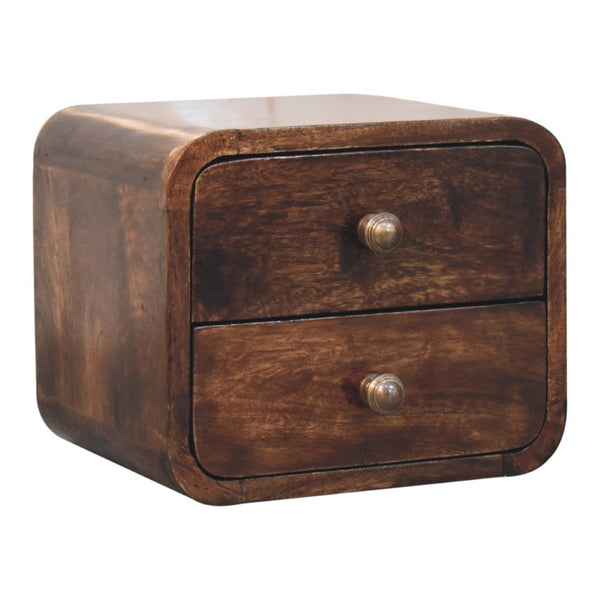 HomeRoots 12" Stylish Walnut Floating Nightstand with Two Drawers – Space-Saving Modern Design for Any Room 653822