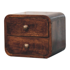 HomeRoots 12" Stylish Walnut Floating Nightstand with Two Drawers – Space-Saving Modern Design for Any Room 653822