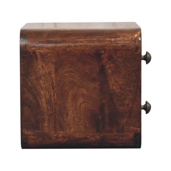 HomeRoots 12" Stylish Walnut Floating Nightstand with Two Drawers – Space-Saving Modern Design for Any Room 653822
