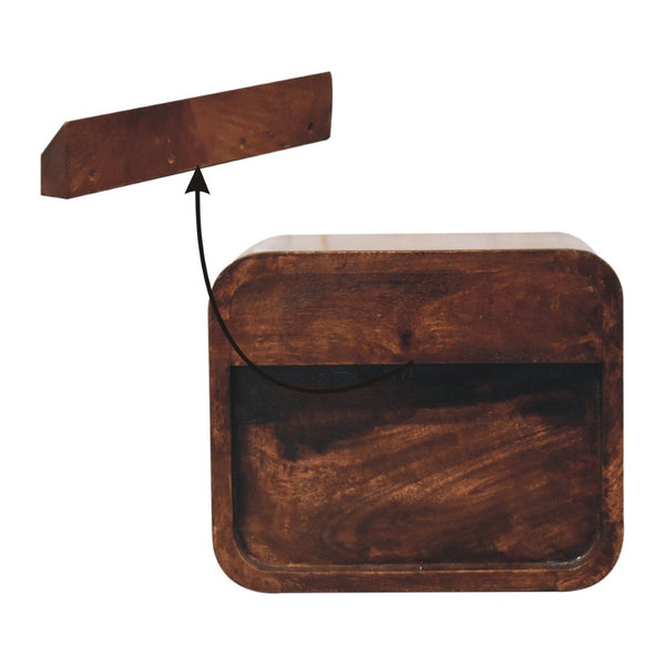 HomeRoots 12" Stylish Walnut Floating Nightstand with Two Drawers – Space-Saving Modern Design for Any Room 653822