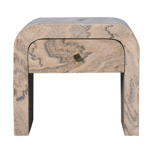 HomeRoots 16" Beige and Gray Faux Marble Nightstand - Stylish One Drawer Storage for Modern Living Spaces 653823