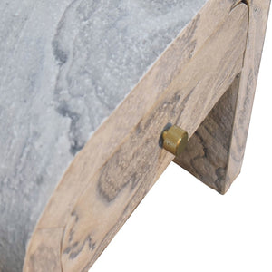 HomeRoots 16" Beige and Gray Faux Marble Nightstand - Stylish One Drawer Storage for Modern Living Spaces 653823