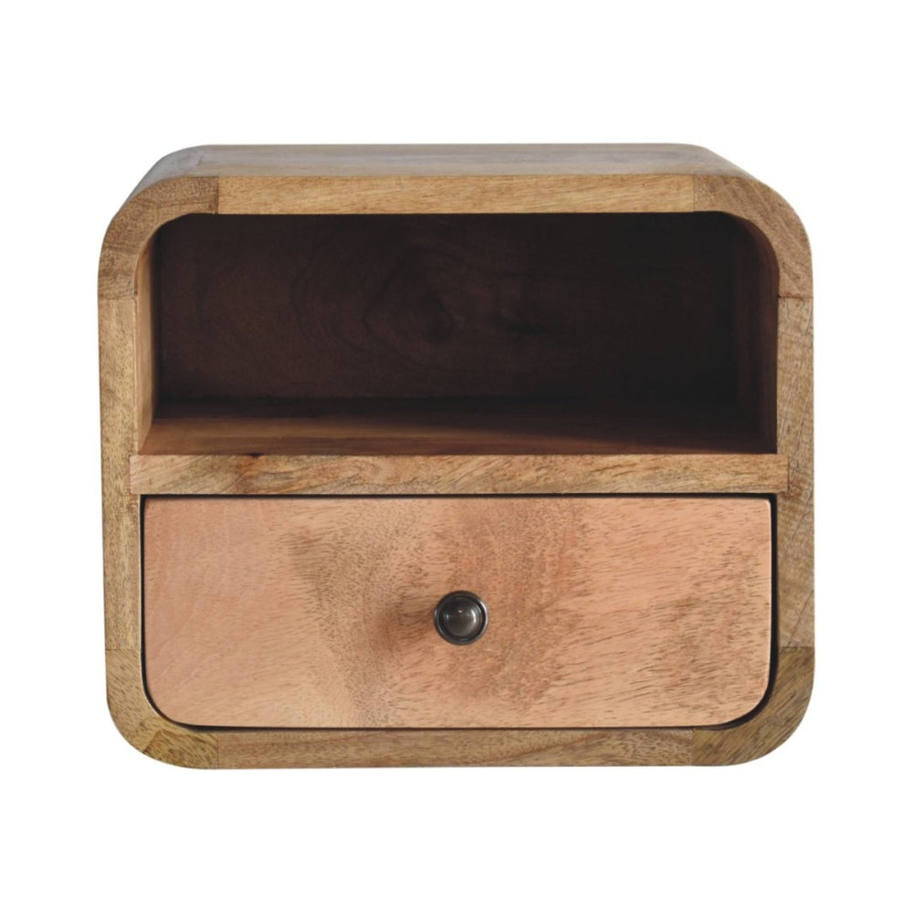 HomeRoots 12" Oak Solid Wood Floating Nightstand with Drawer – Stylish, Space-Saving Bedside Storage Solution! 653824