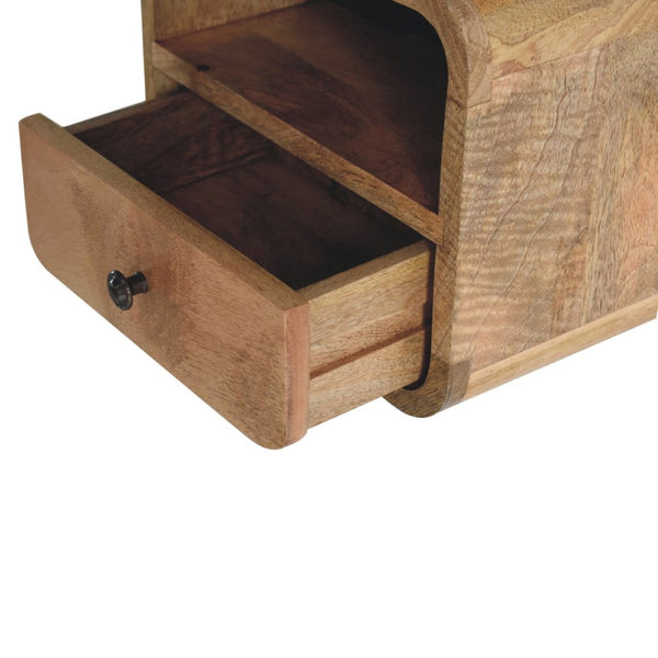 HomeRoots 12" Oak Solid Wood Floating Nightstand with Drawer – Stylish, Space-Saving Bedside Storage Solution! 653824