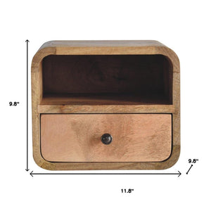 HomeRoots 12" Oak Solid Wood Floating Nightstand with Drawer – Stylish, Space-Saving Bedside Storage Solution! 653824