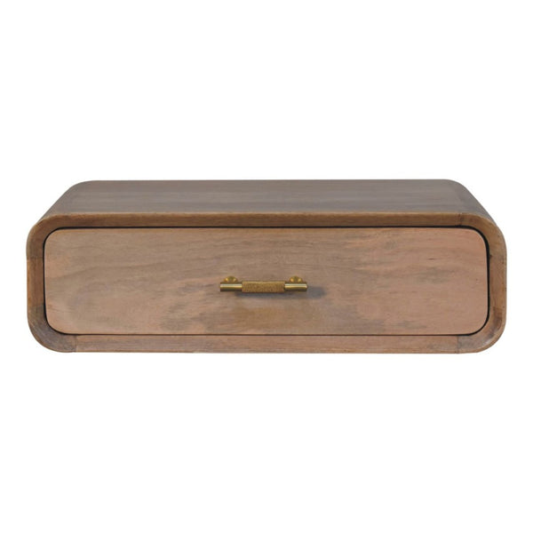 HomeRoots 20" Brown Floating Nightstand - Handcrafted Mango Wood, Space-Saving Design with Drawer Storage 653825