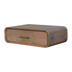 HomeRoots 20" Brown Floating Nightstand - Handcrafted Mango Wood, Space-Saving Design with Drawer Storage 653825