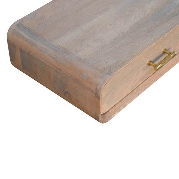 HomeRoots 20" Brown Floating Nightstand - Handcrafted Mango Wood, Space-Saving Design with Drawer Storage 653825