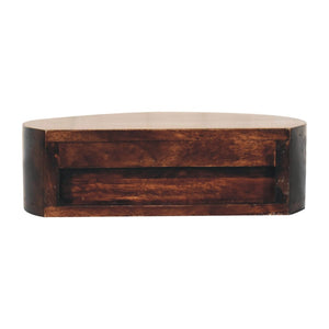 HomeRoots 16" Walnut Floating Nightstand - Elegant Half-Moon Design, Compact Storage, Modern Wall-Mounted Table 653826