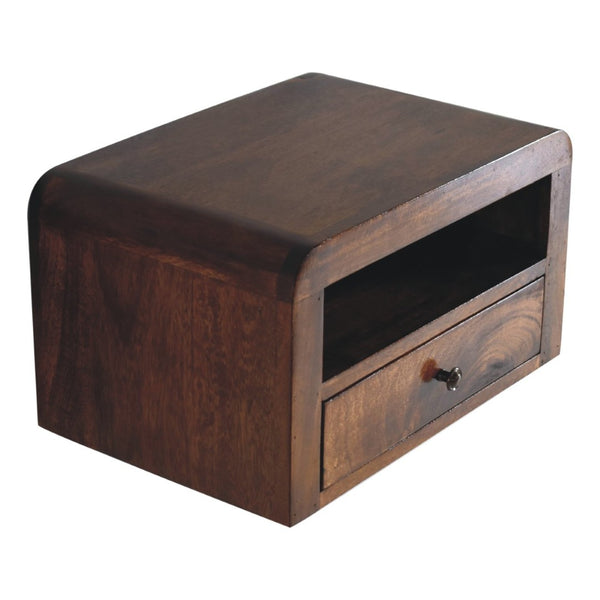 HomeRoots 18" Chestnut Solid Wood Floating Nightstand - Space-Saving Design with Hidden Storage & Modern Style 653828