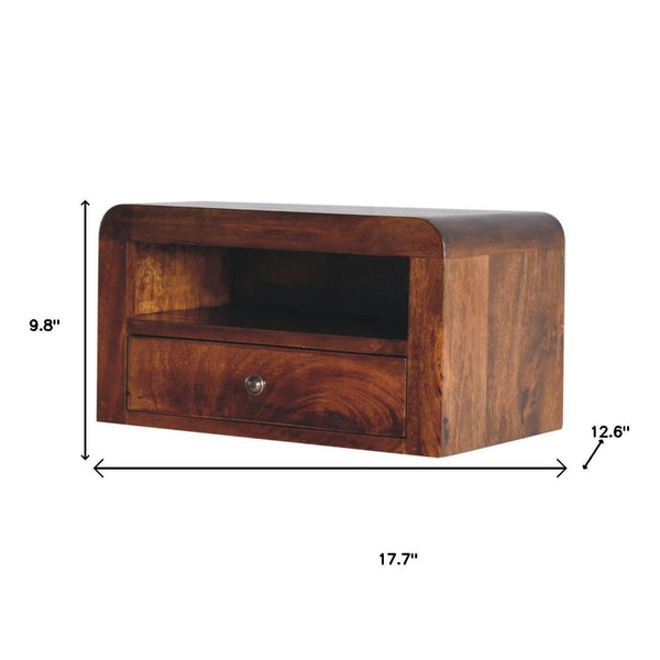 HomeRoots 18" Chestnut Solid Wood Floating Nightstand - Space-Saving Design with Hidden Storage & Modern Style 653828