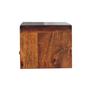 HomeRoots 18" Chestnut Floating Nightstand - Handcrafted Solid Mango Wood with Modern Curved Design & Drawer 653829