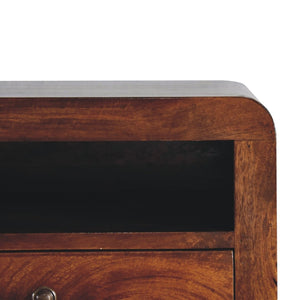 HomeRoots 18" Chestnut Floating Nightstand - Handcrafted Solid Mango Wood with Modern Curved Design & Drawer 653829
