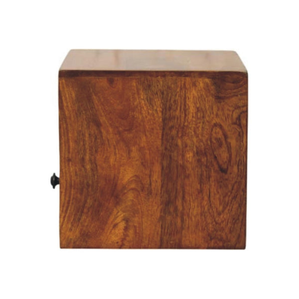 HomeRoots 12" Chestnut Floating Nightstand - Handcrafted Solid Wood with Drawer & Shelf for Space-Saving Style 653830