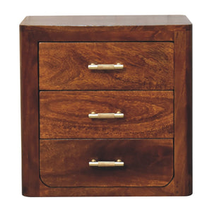 HomeRoots 18" Brown Solid Wood Nightstand with 3 Drawers - Handcrafted Storage for Modern & Rustic Spaces 653831