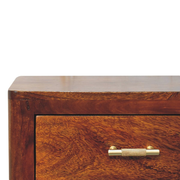 HomeRoots 18" Brown Solid Wood Nightstand with 3 Drawers - Handcrafted Storage for Modern & Rustic Spaces 653831