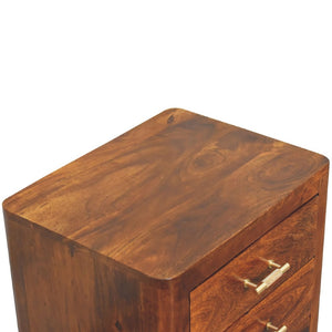 HomeRoots 18" Brown Solid Wood Nightstand with 3 Drawers - Handcrafted Storage for Modern & Rustic Spaces 653831