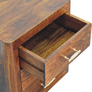 HomeRoots 18" Brown Solid Wood Nightstand with 3 Drawers - Handcrafted Storage for Modern & Rustic Spaces 653831