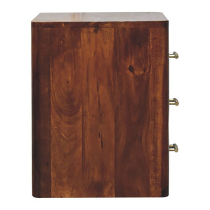 HomeRoots 18" Brown Solid Wood Nightstand with 3 Drawers - Handcrafted Storage for Modern & Rustic Spaces 653831