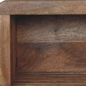 HomeRoots 18" Modern Brown Solid Mango Wood Floating Nightstand with Geometric Design for Any Room 653833